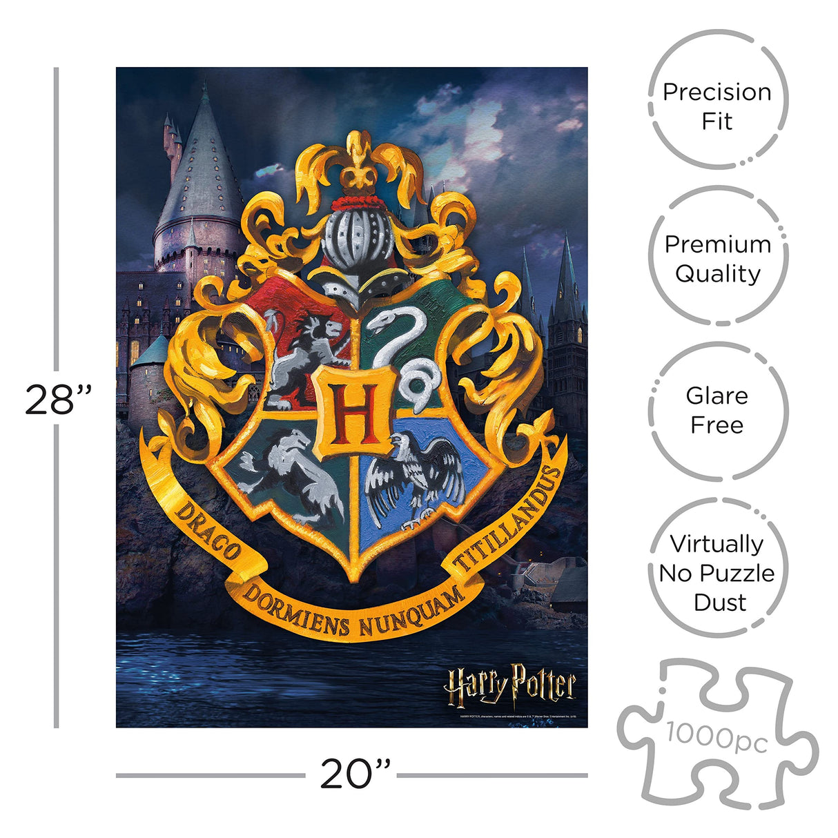 AQUARIUS Harry Potter Puzzle Hogwarts Logo (1000 Piece Jigsaw Puzzle) - Officially Licensed Harry Potter Merchandise & Collectibles - Glare Free - Precision Fit - 20x28in AQUARIUS