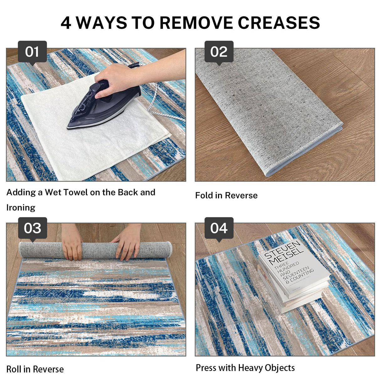 Lansny Modern Abstract Runner Rug 2x6, Blue Washable Kitchen Runner Non-Slip Soft Hallway Rug Runner Thin Print Faux Wool Carpet for Entryway Bedroom Laundry Room Indoor Home Decor Lansny