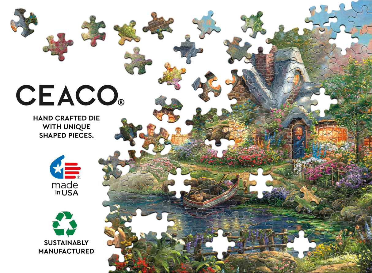 Ceaco - Thomas Kinkade - Disney - Mickey & Minnie - Sweetheart Cove - 1000 Piece Jigsaw Puzzle Ceaco