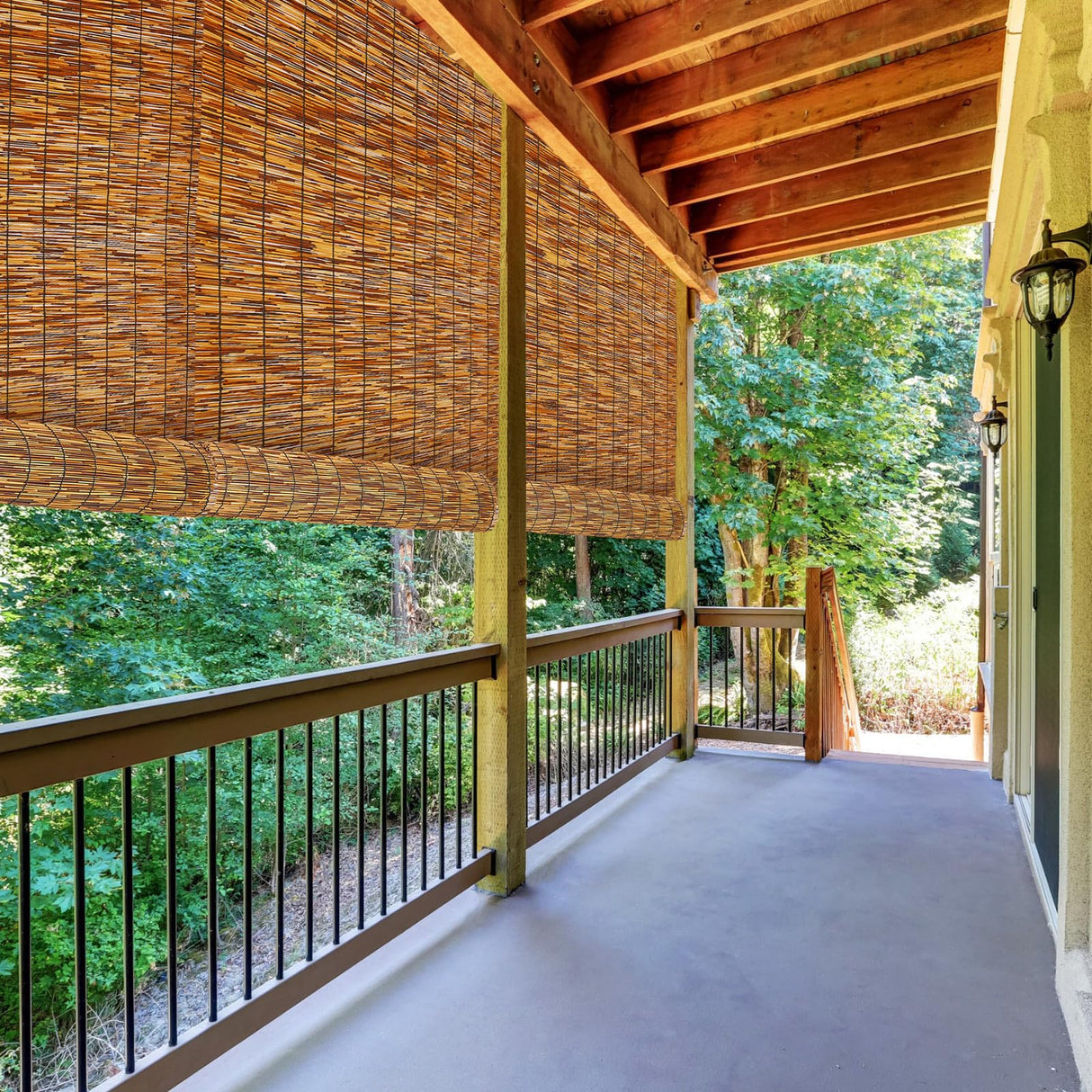 Barydat 2 Pcs 4 x 16.4 ft Reed Fence Roller Reed Fencing, Privacy Patio Screen Decorative Fences Reed Screen Curtain for Garden Backyard Patio Balconies (Brown) Barydat