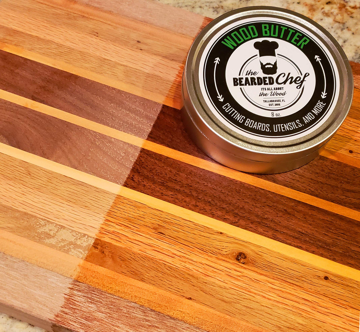 Wood Butter - 8 oz. - Cutting Boards - Butcher Blocks - Veteran Owned - Made in the USA THE BEARDED CHEF ITS ALL ABOUT THE WOODTALLAHASSEE, FL EST. 2016