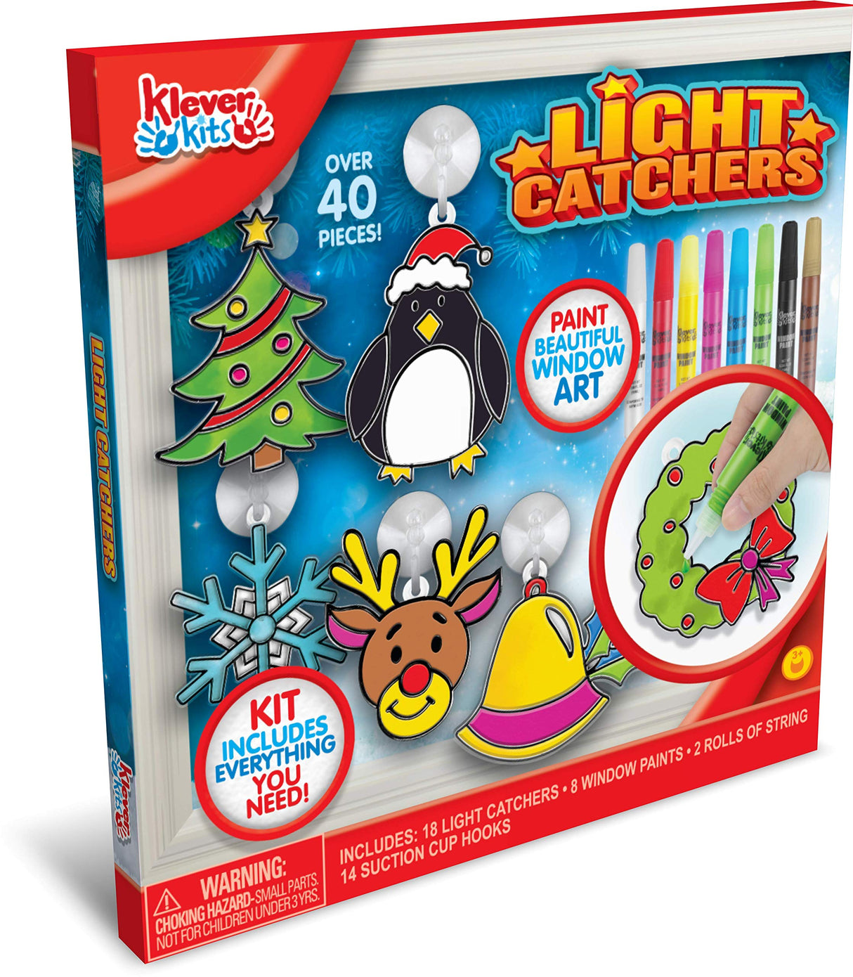 JOYIN Christmas 18 PCS Window Sun Catchers DIY Paint Art and Craft Kit, Make Your Own Window Clings for Christmas Holiday Decorations,Kids Art Project JOYIN