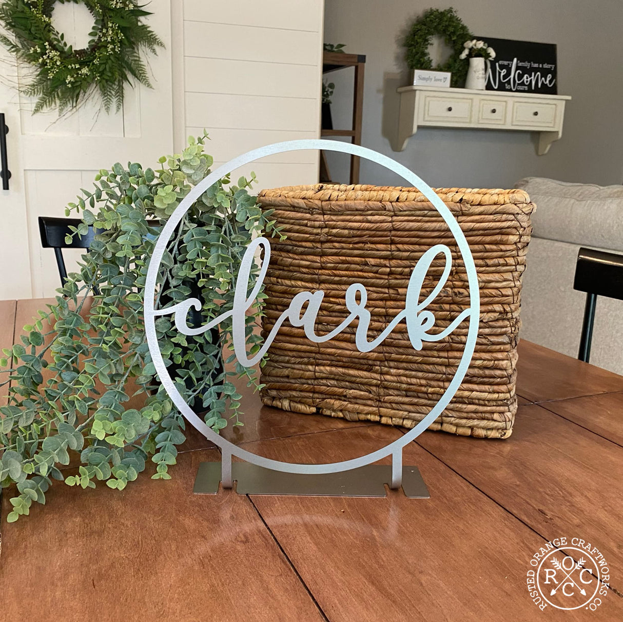 ROCC RUSTED ORANGE CRAFTWORKS CO. Anderson Tabletop or Shelf Personalized Name Sign - freestanding personalized family name sign last name signs for home decor custom name sign standing (4 inch Name Only) ROCC RUSTED ORANGE CRAFTWORKS CO.