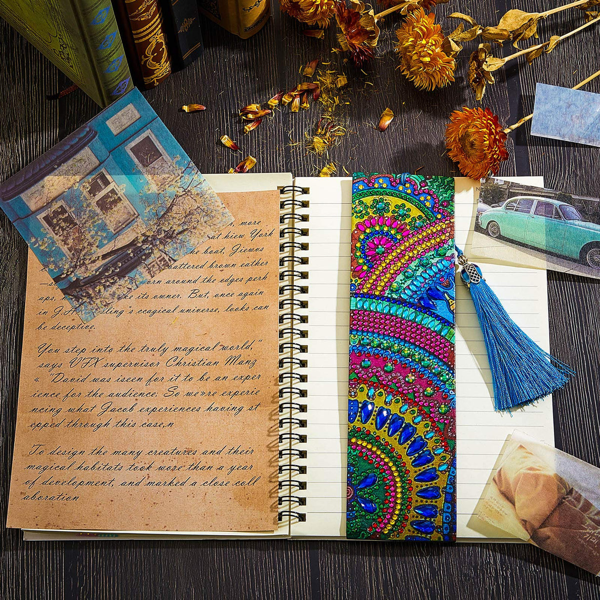 6 Pieces 5D Diamond Bookmark DIY Painting Bookmark Floral Beaded Leather Tassel Bookmarks for DIY Making Arts Crafts Adults Graduation Birthday Embroidery(Classic Style) Zonon