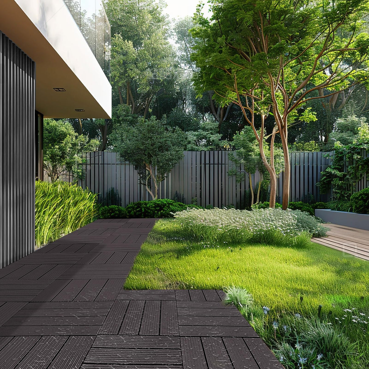 VEVOR Interlocking Deck Tiles, 54 Pack,12"x12" 54 sq. ft Plastic Waterproof Outdoor Flooring All Weather Use, Patio Floor Decking Covering Tiles for Porch Poolside Balcony Backyard, Dark Brown VEVOR