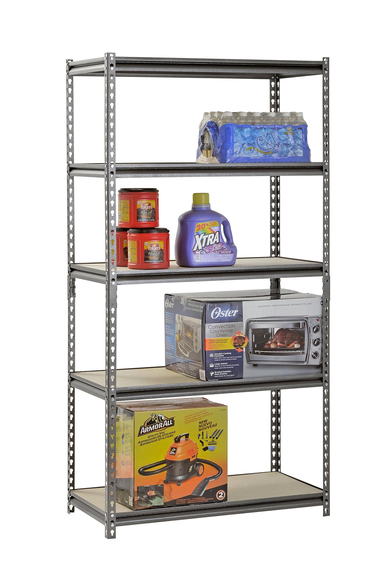 Muscle Rack UR361872PB5PAZ-SV Silver Vein Steel Storage Rack, 5 Adjustable Shelves, 4000 lb. Capacity, 72" Height x 36" Width x 18" Depth Muscle Rack