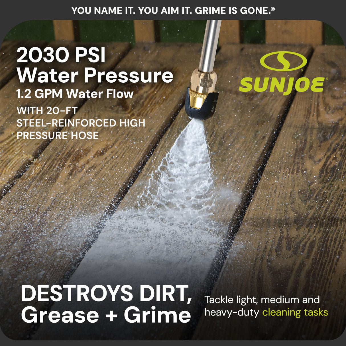 Sun Joe Electric Pressure Power Washer, 2030 PSI, 1.2 GPM, Dual Soap Tanks, SPX3000, Black Sun Joe