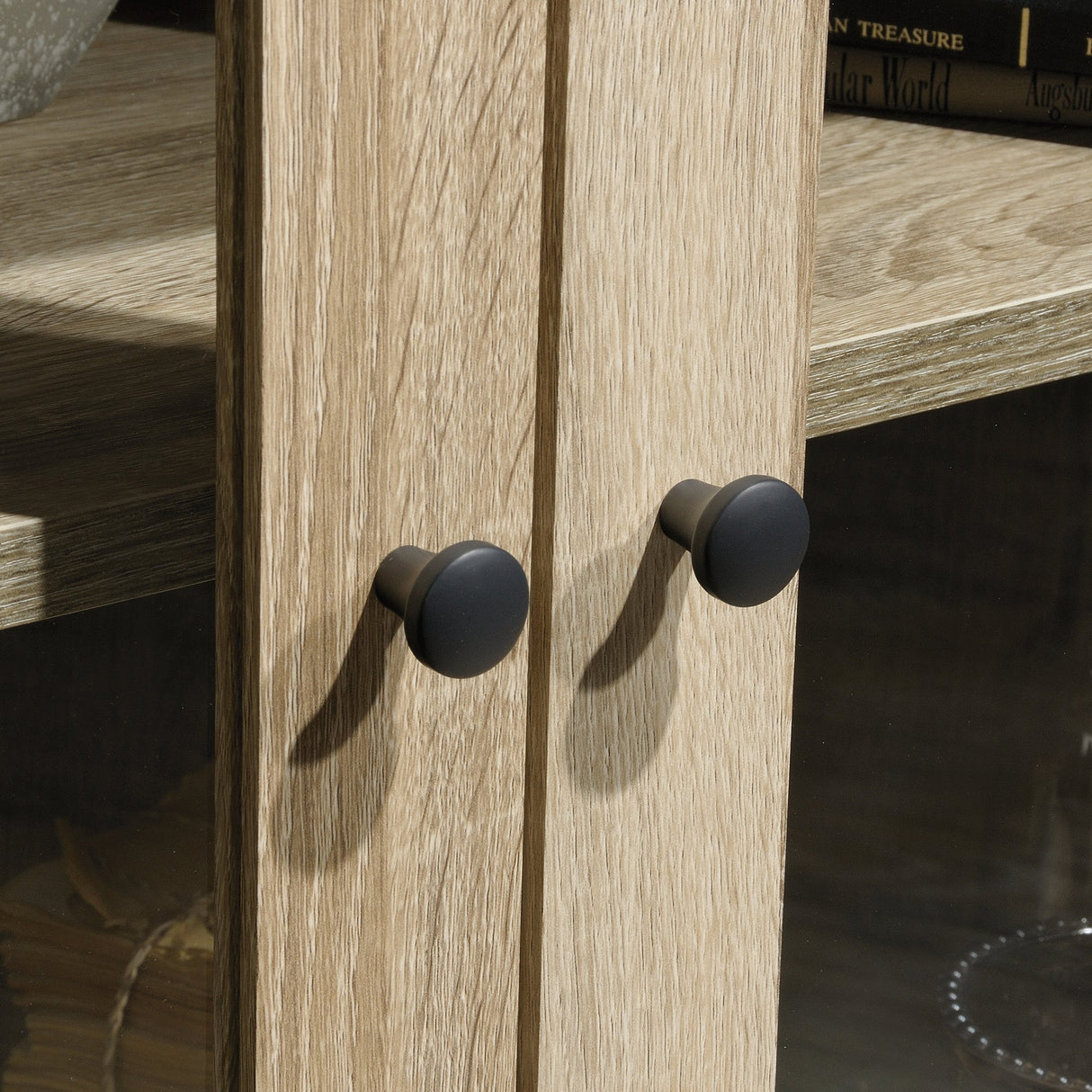 Sauder 420035 North Avenue Display Cabinet, For TVs up to 32", Charter Oak finish Sauder