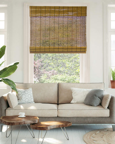 Chicology Cordless Bamboo Roman Shades - 27"W x 64"H in Fox