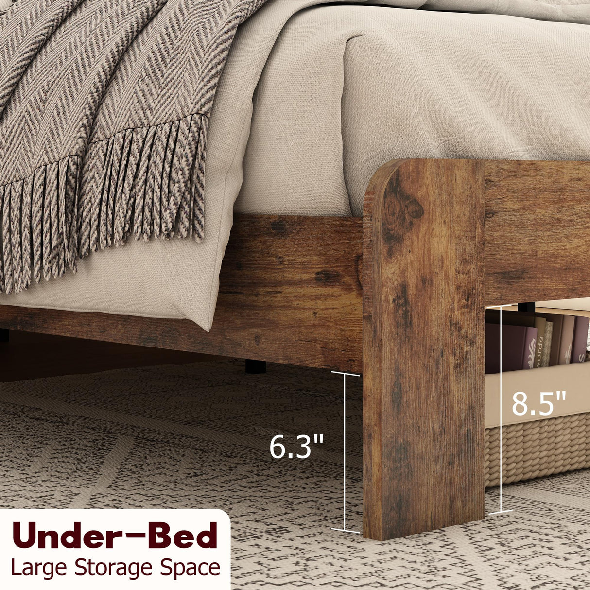 SAMTRA King Size Wooden Bed Frame with Adjustable LED Headboard and Storage Solutions SAMTRA
