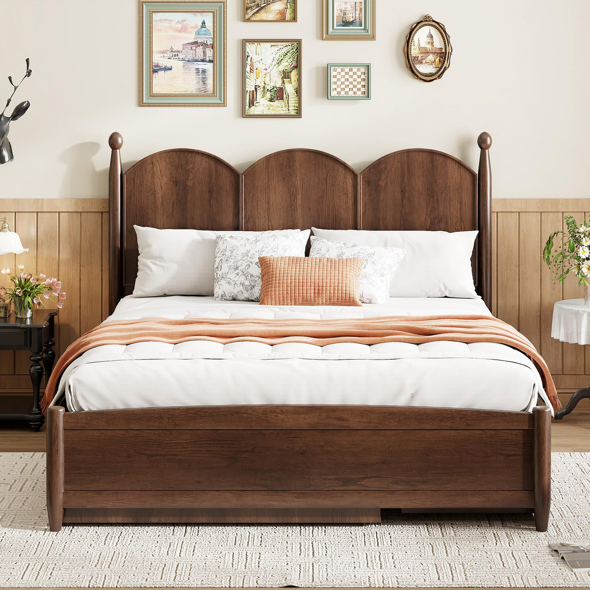 Harper & Bright Designs Queen Storage Bed with Twin XL Trundle, Wood Queen Size Platform Bed with 2 Storage Drawers, 750 LBS Capacity, No Box Spring Needed, Walnut Harper & Bright Designs