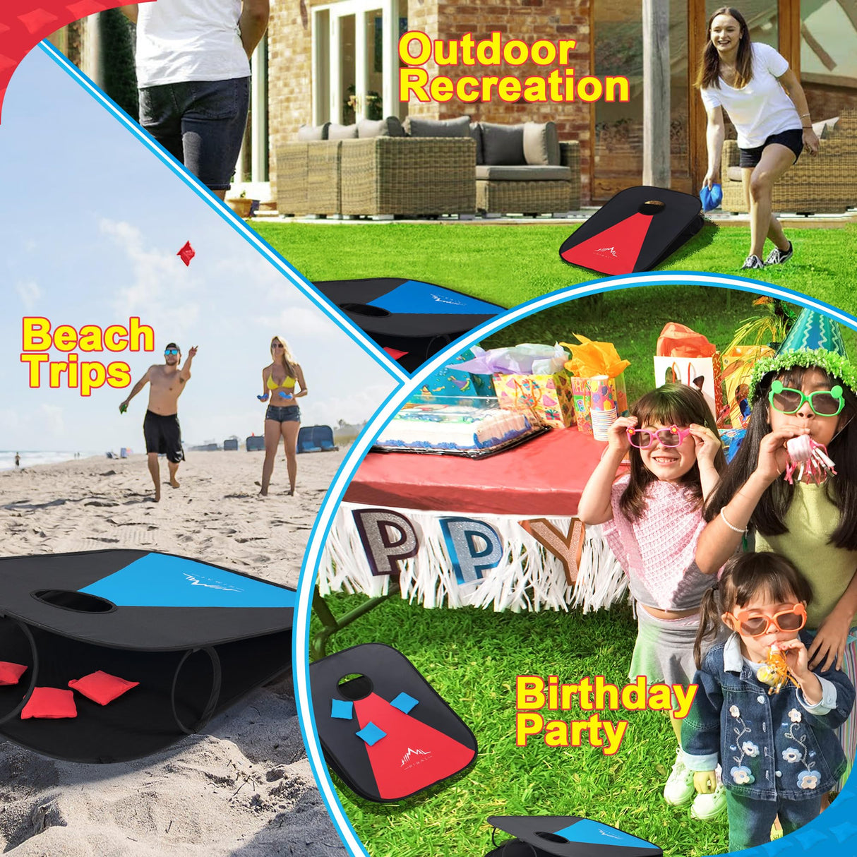 Himal Collapsible Portable Corn Hole Boards with 8 Cornhole Bean Bags (3 x 2-feet) Himal