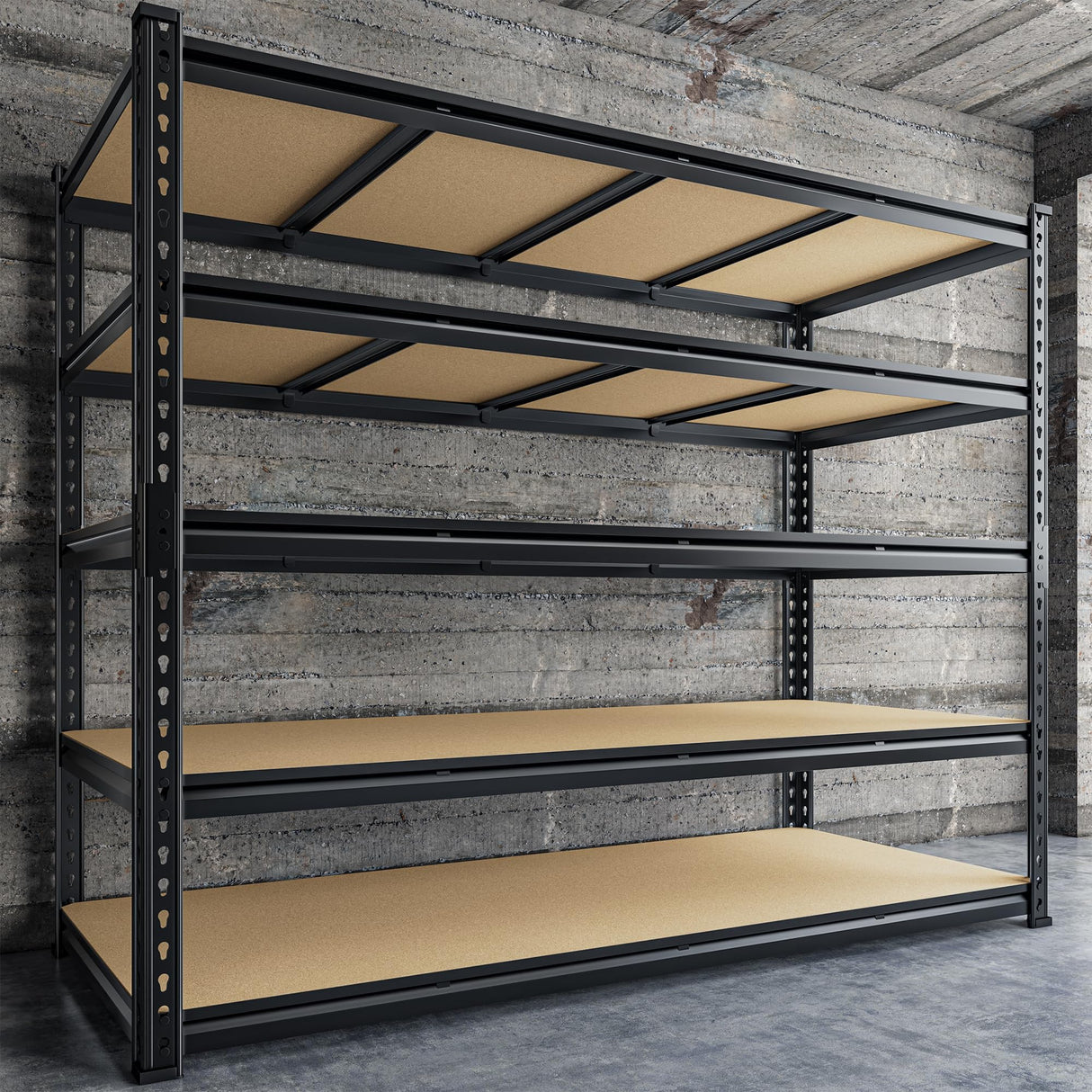 DurayLoly 59.8"W Garage Shelving 72"H Storage Shelves 2750LBS Metal Shelving Heavy Duty Garage Shelves Adjustable 5 Tier Metal Shelf for Basement Warehouse Pantry Supermarket 59.8"W x 24"D x 72"H DurayLoly