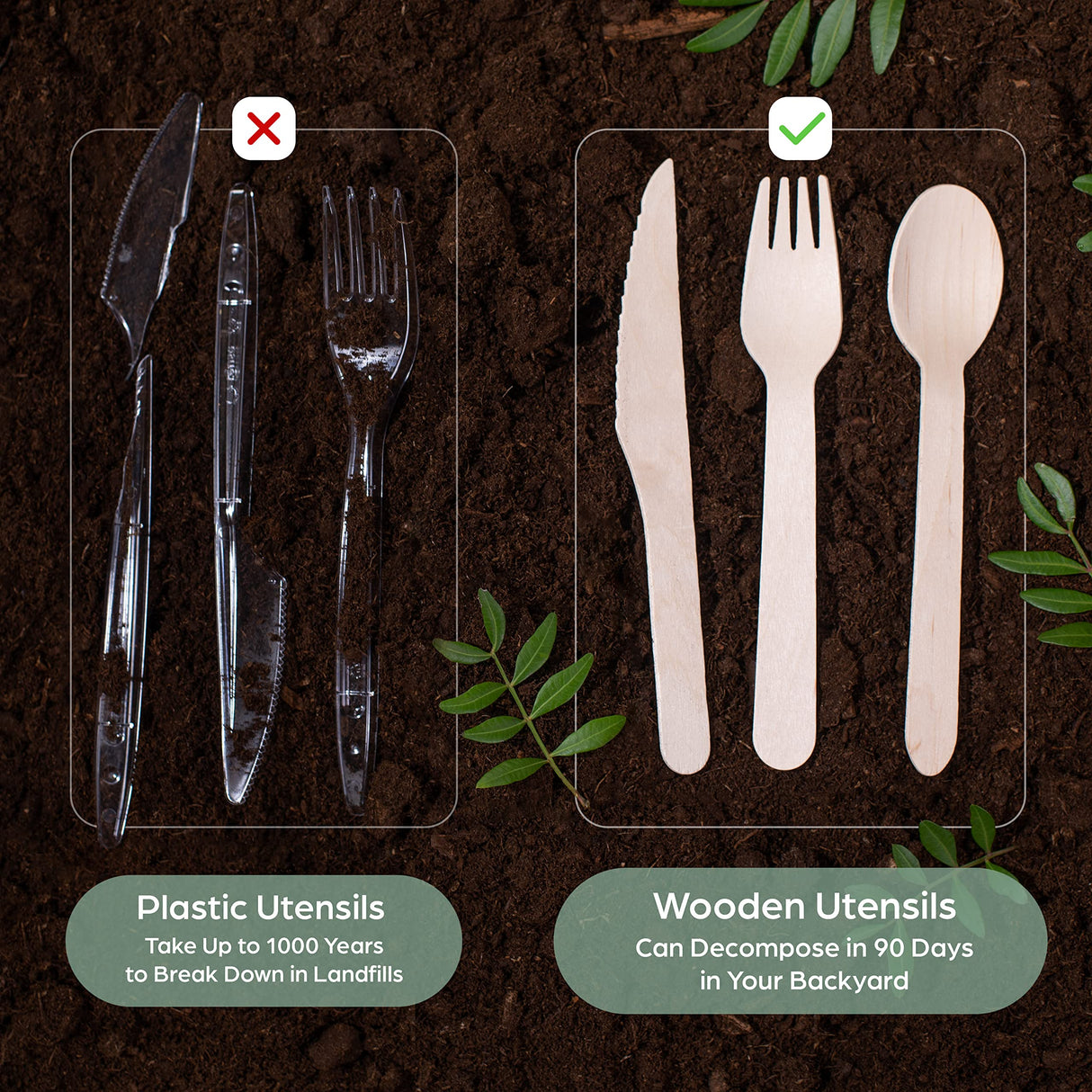 Wooden Compostable Utensils Set - 360 Pieces (120 Forks 120 Spoons 120 Knives) Sturdy Wood Disposable Cutlery - Eco-Friendly Biodegradable Utensils for Party - Free From Plastic Cutlery Set for Eating purpleclay