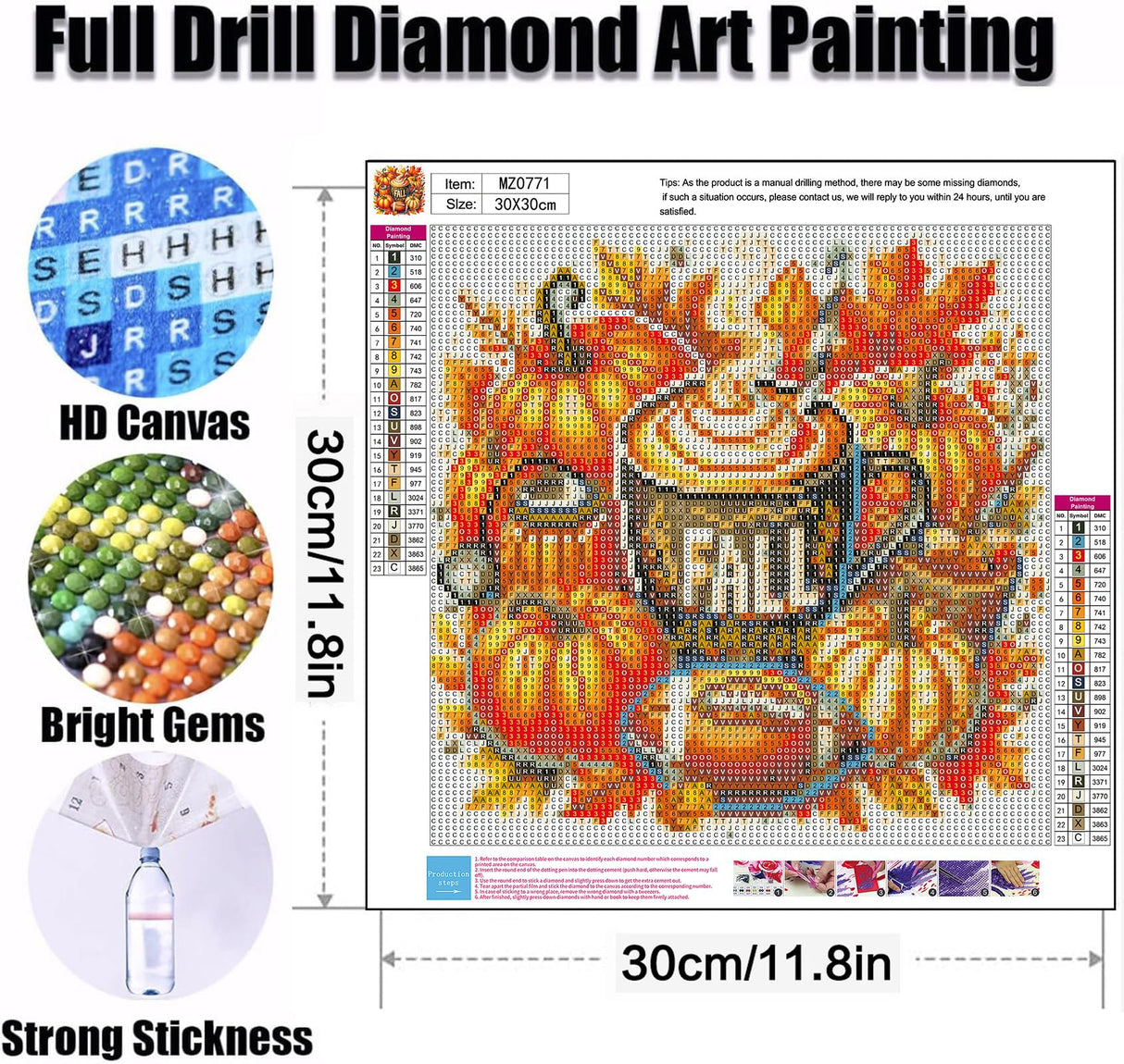 Ekuxom Halloween Diamond Art Kits for Adults Fall, Pumpkin Diamond Painting Kit for Adults Beginners, DIY 5D Full Drill Round Gem Art for Home Wall Decor Gift 12x12 inch Ekuxom