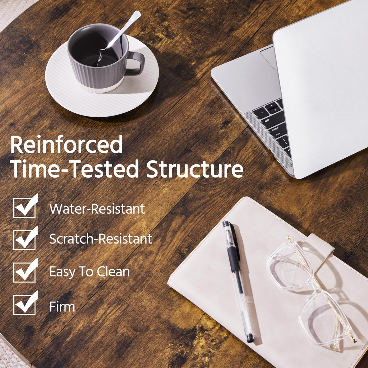 Yaheetech Round Coffee Table, Small Coffee Table with Sturdy Metal Legs for Living Room, Rustic Wood Circle Tables Easy to Assemble, 31.5 x 17.7 Inches Yaheetech