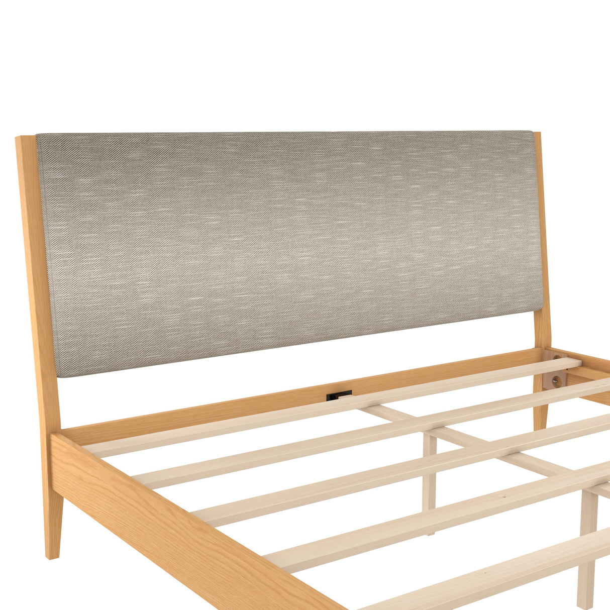 DHP Dacin Wood Bed Frame with Upholstered Headboard, King, Beige Linen DHP