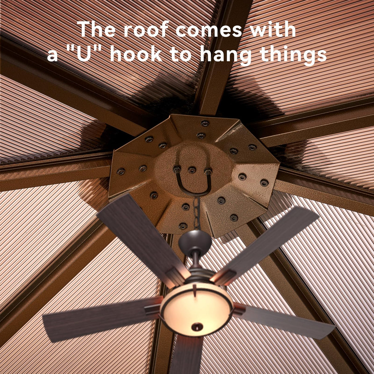 Aoxun 10' x 10' Gazebo Single Polycarbonate Top, Outdoor Polycarbonate Frame Permanent Pergolas with Curtains and Netting, for Patios, Parties, Backyards, Gardens and Lawns Aoxun