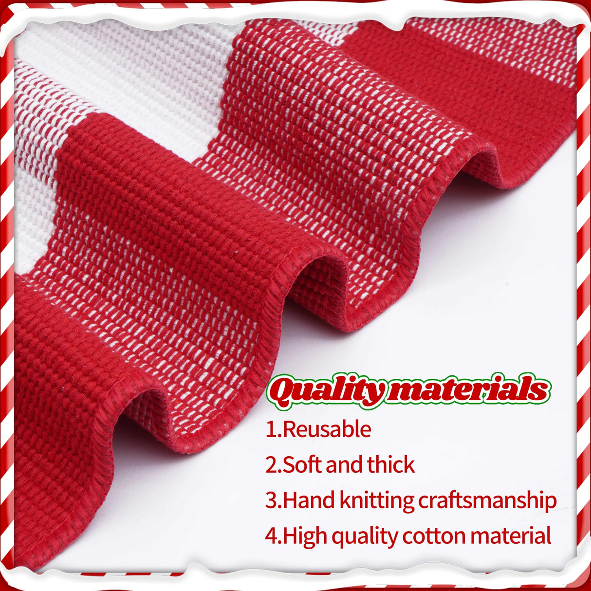 Christmas Red and White Plaid Rug 27.5 x 43 Inches, Hand-Woven Indoor/Outdoor Layered Cotton Blend Buffalo Plaid Rug, Washable Front Door Mat, Perfect for Porch, Living Room, Entryway PIXFAIRY