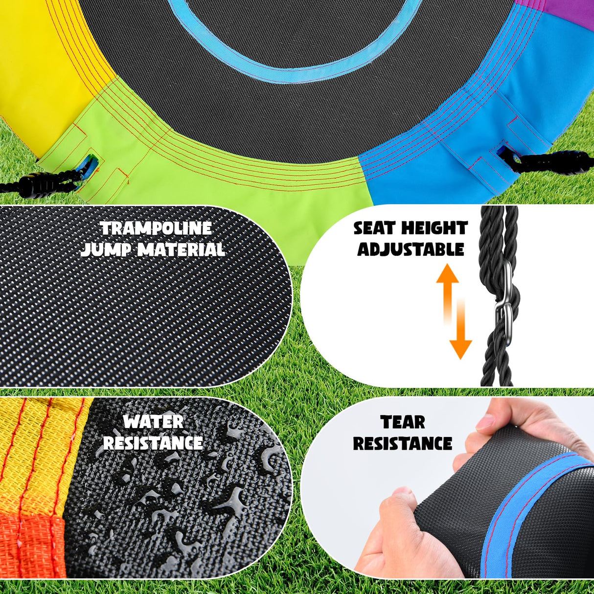 Hapfan 500lb Heavy Duty Metal Swing Sets for Backyard with Saucer Swing, Kids Triple Outdoor Swingset, Easy to Assemble Hapfan