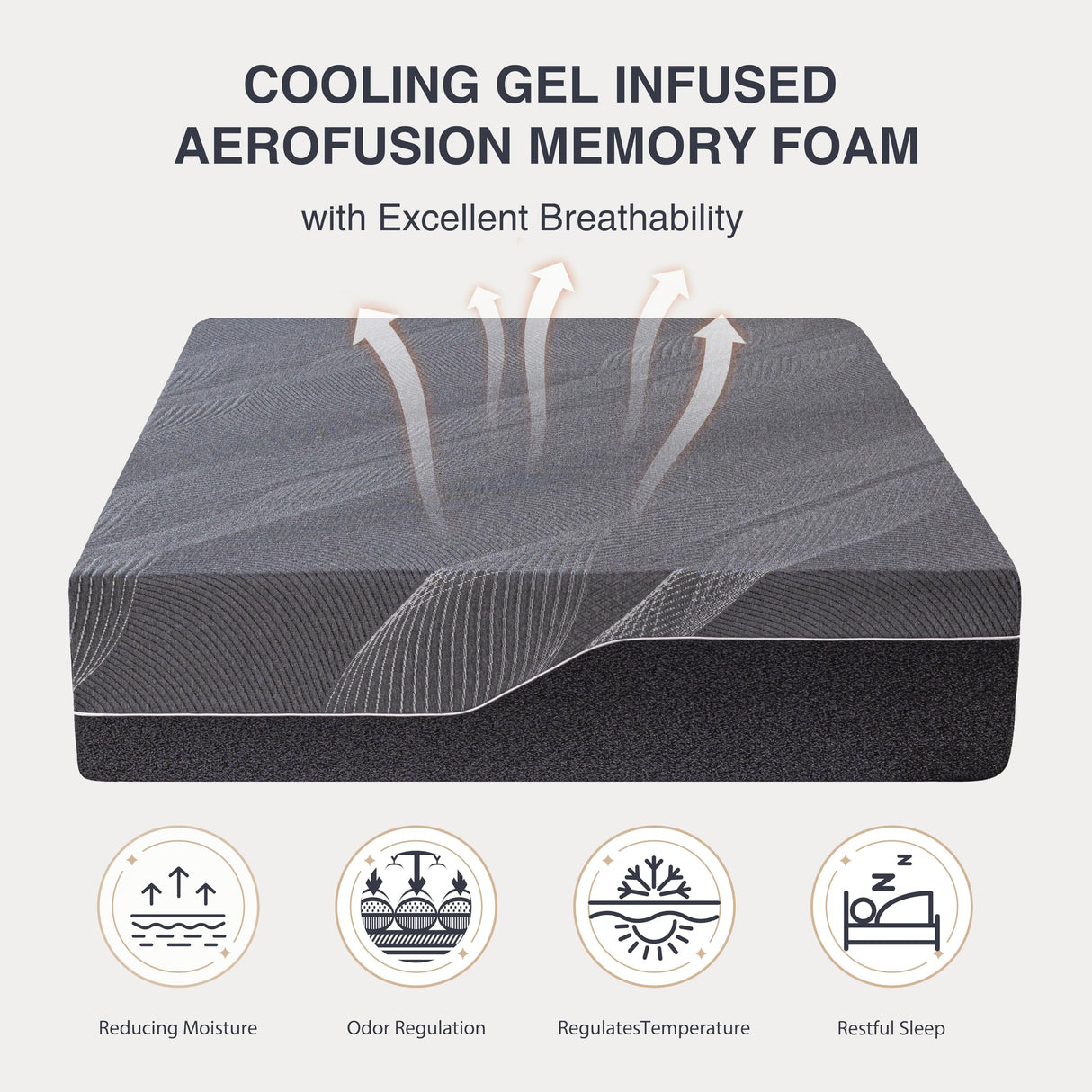 Dyonery Twin XL Mattress 14 Inch Charcoal Gel Memory Foam in a Box, CertiPUR-US Certified Fiberglass Free, Cooling Mattress, Made in The USA of US Foam, 80" × 38" × 14", Medium Dyonery