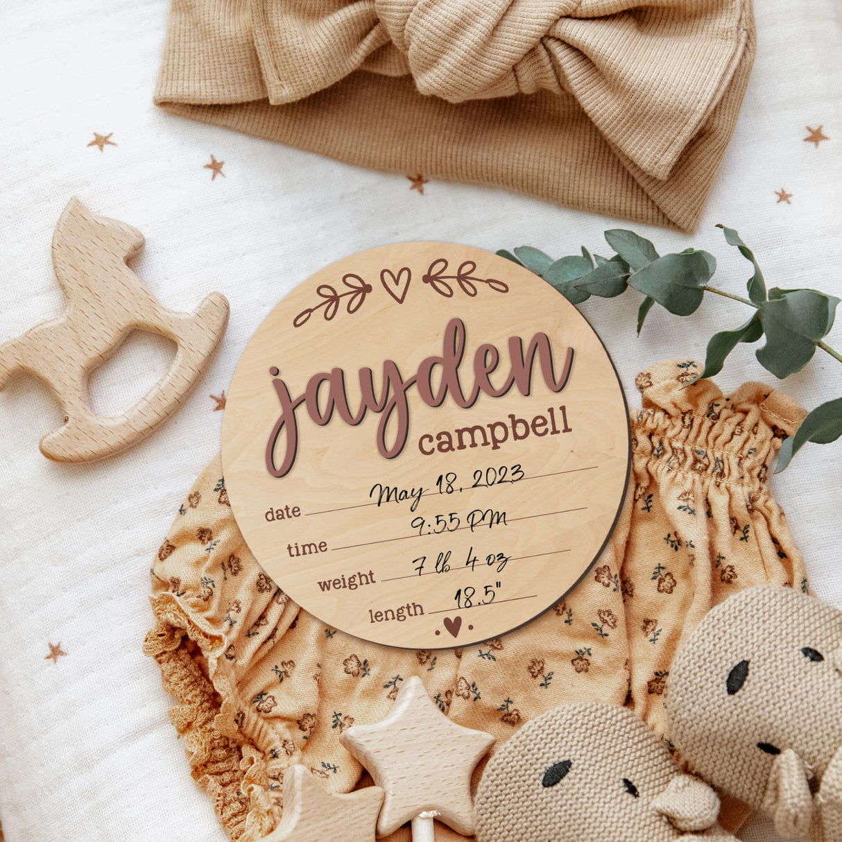 3D Personalized Wooden Baby Name Announcement Sign, 3 Optional Sizes, 39 Font Colors, Birth Announcement Sign, Newborn Name Sign, Baby Shower Nursery Gift Customization Mill