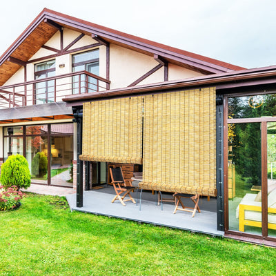 Bamboo Roll-Up Reed Shades - 47" W x 71" H Retro Outdoor Blinds (2 Pack)