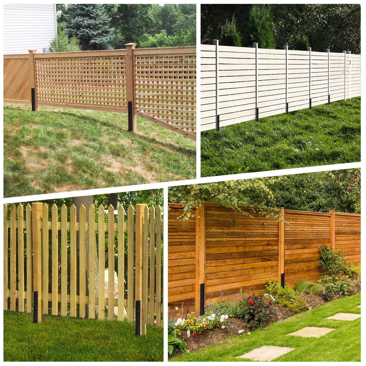 Nrspp Heavy Duty Steel Fence Post Repair Stakes, 2 Pcs Fence Post Anchor Single Ground Spike for Repair Tilted/Broken Wood Fence Post Black Nrspp