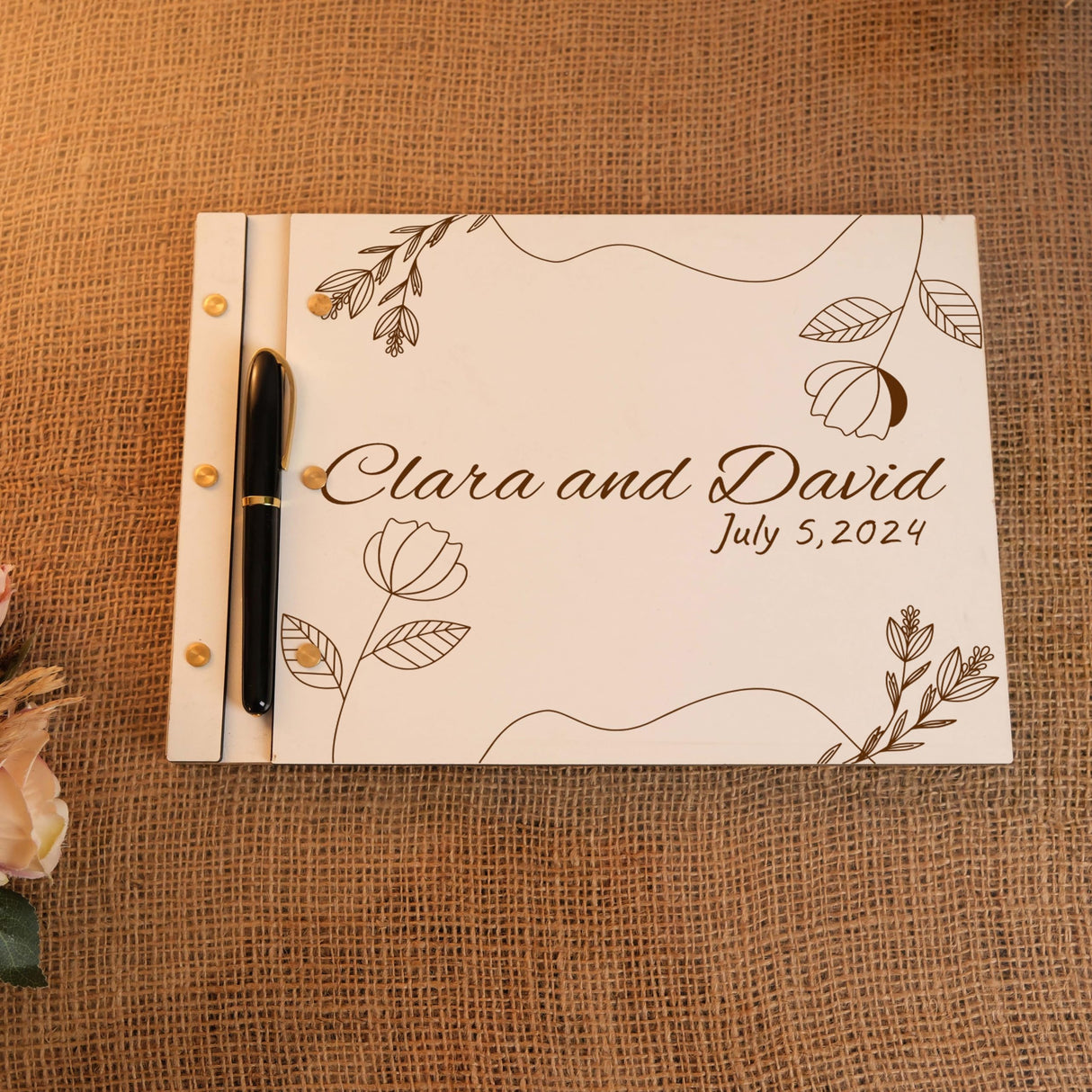 Personalized Wedding Wooden Guest Book, Letters to the Bride, Rustic Style Wedding Guest Book, Laser Engraved Guest Book, Photobooth Guestbook, 2 sizes and 50 high quality pages, 5 Rustic Colors TRENDSHOPIC