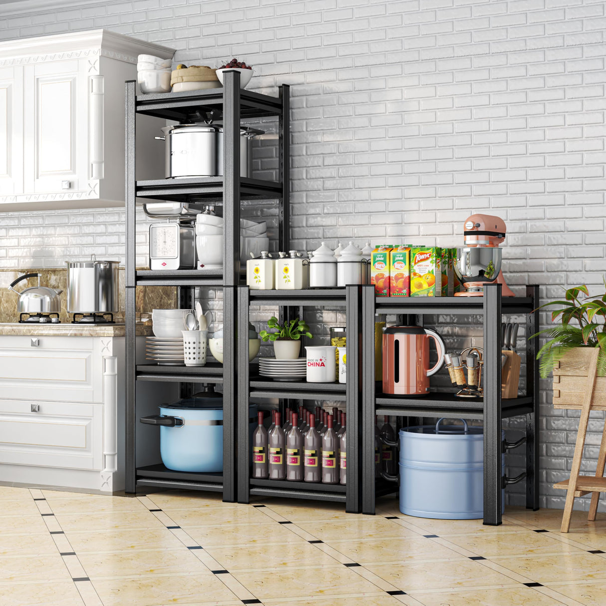 Hymnxemo 4-Tier Adjustable Multi-Purpose Storage Rack – Space Saving Organizer Shelf for Kitchen, Bathroom, Living Room,Garage – Corrosion-Resistant Metal, 31.5''W×15.7''D×63''H Hymnxemo