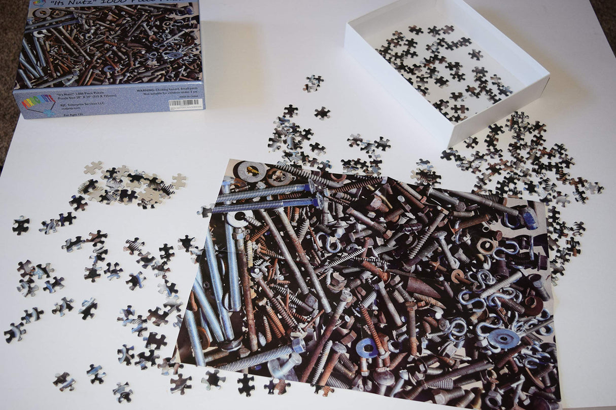 1000 Piece Jigsaw Puzzle for Adults - It's Nutz and Bolts and Hardware - Extreme Puzzle Difficult Challenging 1000 Piece Puzzle Fun for The Whole Family. Difficult Puzzles for Adults Parachute Puzzles