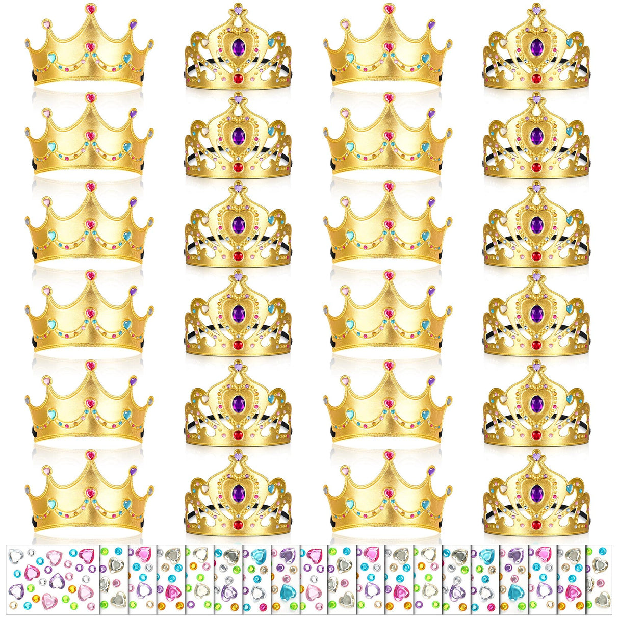 Yaomiao 44 Pcs Foam Crowns for Kids Princess Tiaras Crowns Bulk Diamond Sticker Making Kits for Birthday Party Supplies(Vintage Style) Yaomiao