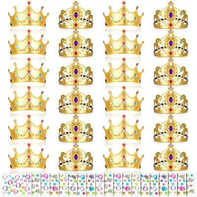 Yaomiao 44 Pcs Foam Crowns for Kids Princess Tiaras Crowns Bulk Diamond Sticker Making Kits for Birthday Party Supplies(Vintage Style)