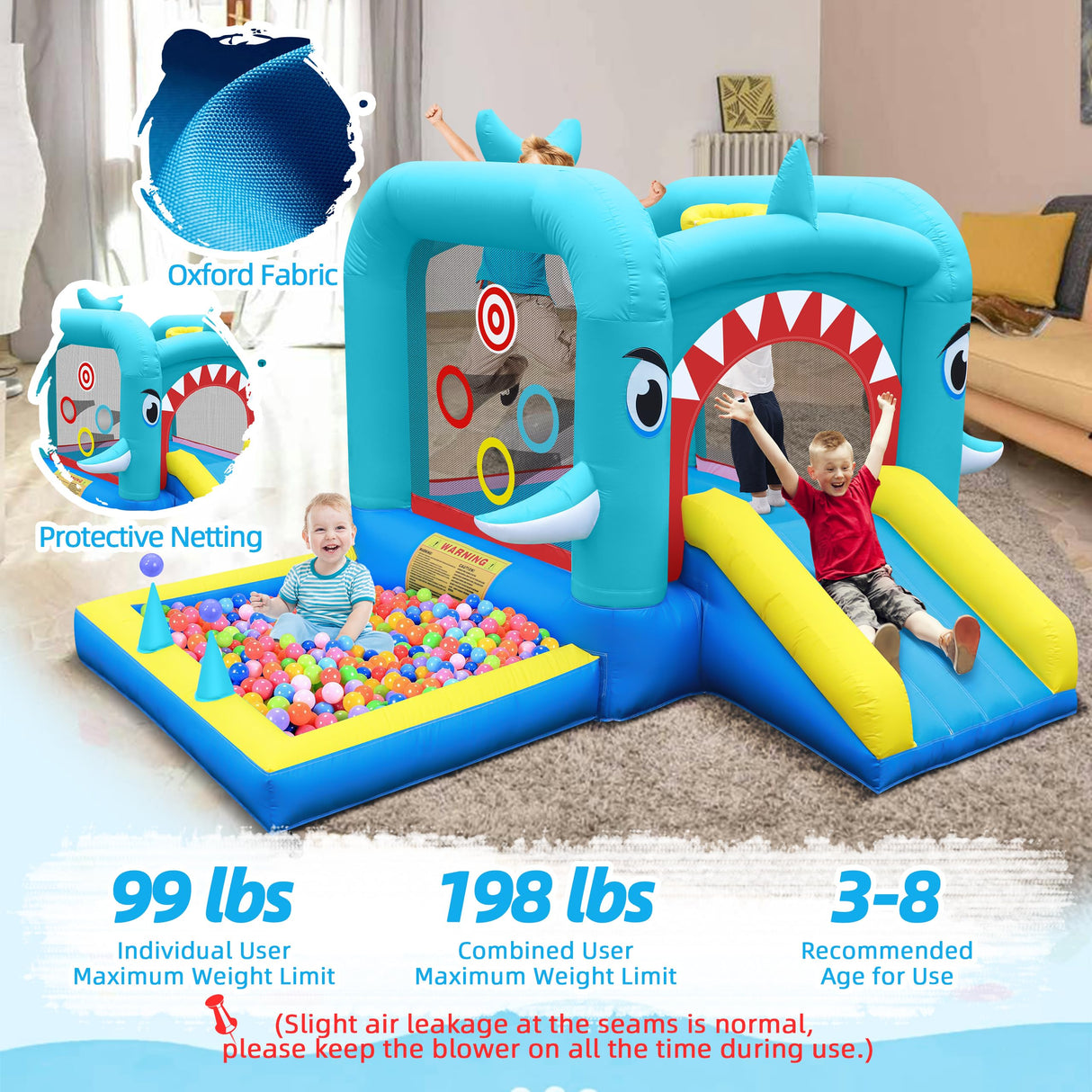 Culaluva Inflatable Bounce House: Jump Bouncer Castle Slide Combo - 7 in 1 for Kids 3-6 - with 370W Blower - for Indoor Outdoor Play CulaLuva