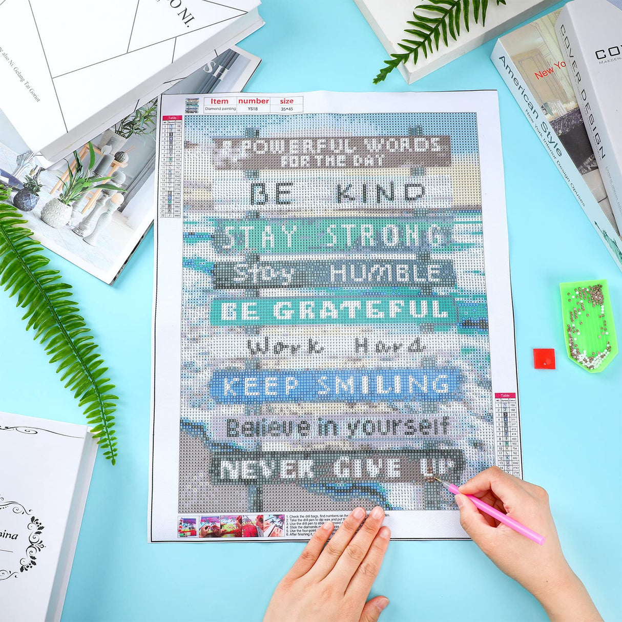 Minatee Diamond Painting Kits Adults Positive Saying 5D DIY Diamond Art Kits Cheerful Art Painting Crafts for Adults Beginner Home Wall, 14 x 18 Inch Minatee