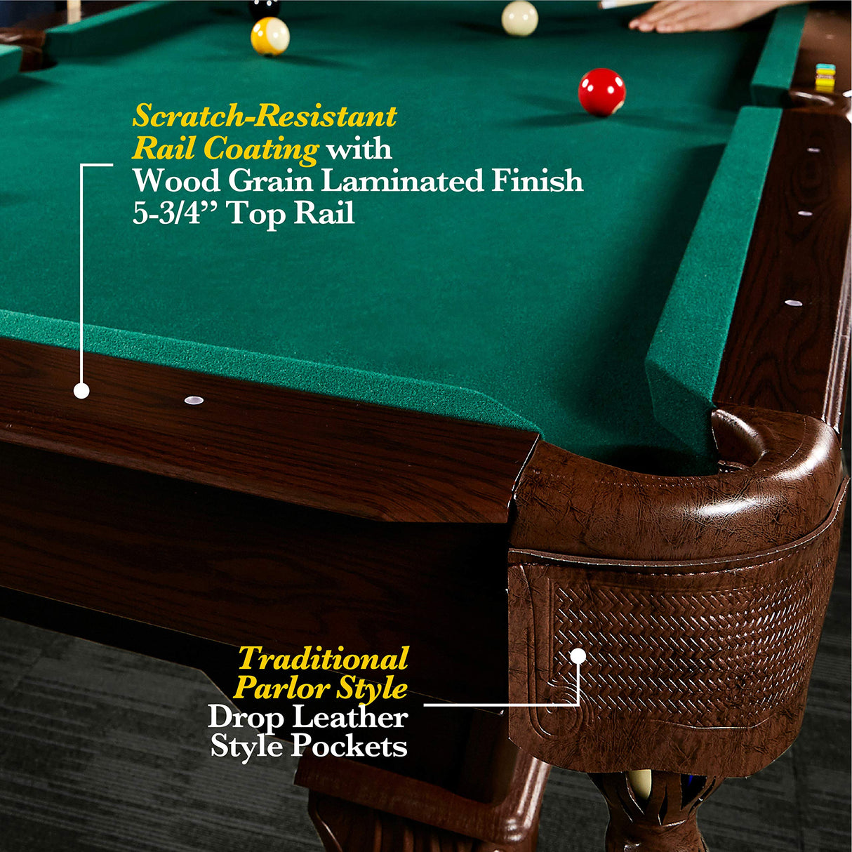 Barrington Billiards 7.5' Springdale Drop Pocket Table with Pool Ball and Cue Stick Set Barrington Billiards