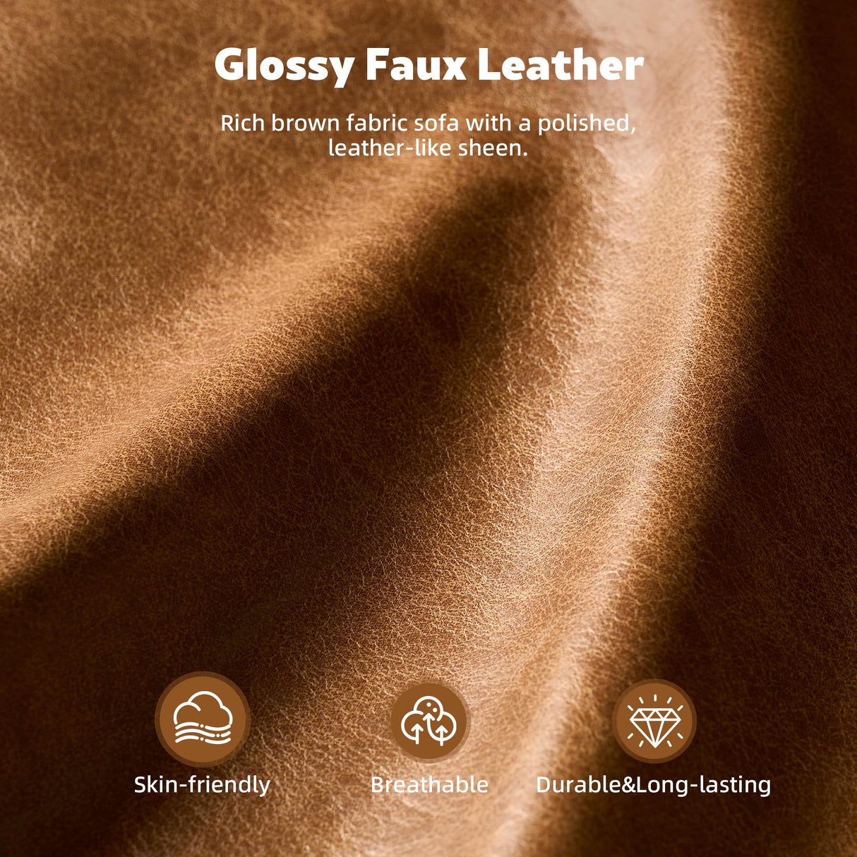 CAODOC 114" Leather Sectional Couch with Comfy Chaise, Boneless L Shape Sofa with Deep Seat, Minimalist Modular Couches Sleeper for Living Room Lounge,Brown CAODOC