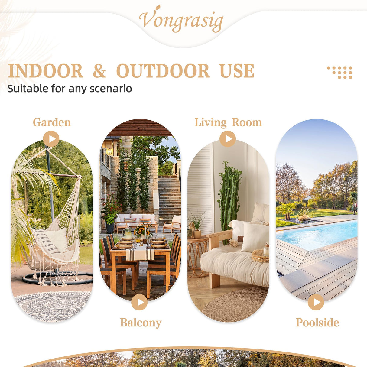 Vongrasig Wicker Egg Chair PE Rattan Chair with Cushion, Oversized Patio Lounge Chair for Outdoor, Indoor, Balcony, Backyard, Garden, Living Room, Beige Vongrasig