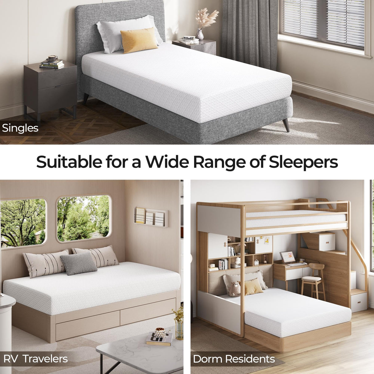 Yaheetech 8 Inch Twin Mattress Cooling Gel Memory Foam Mattress, Green Tea Mattress for Fresher Sleep, Medium Firm, CertiPUR-US Certified, Twin Size Mattress in a Box Yaheetech