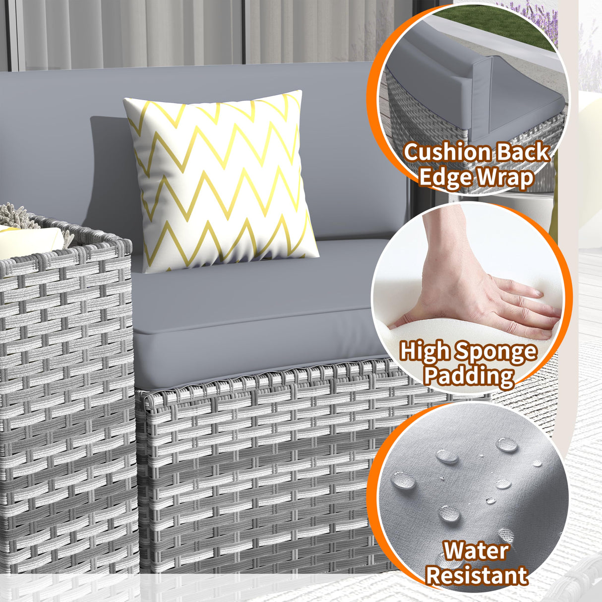 Amopatio Outdoor Patio Sectional Furniture Sets, 11 Pcs Curved Patio Couch with Storage Armrest Table and 4 Pillows, Half-Moon Outdoor Sofa Fit Porch Poolside Garden (Included Waterproof Cover) Amopatio