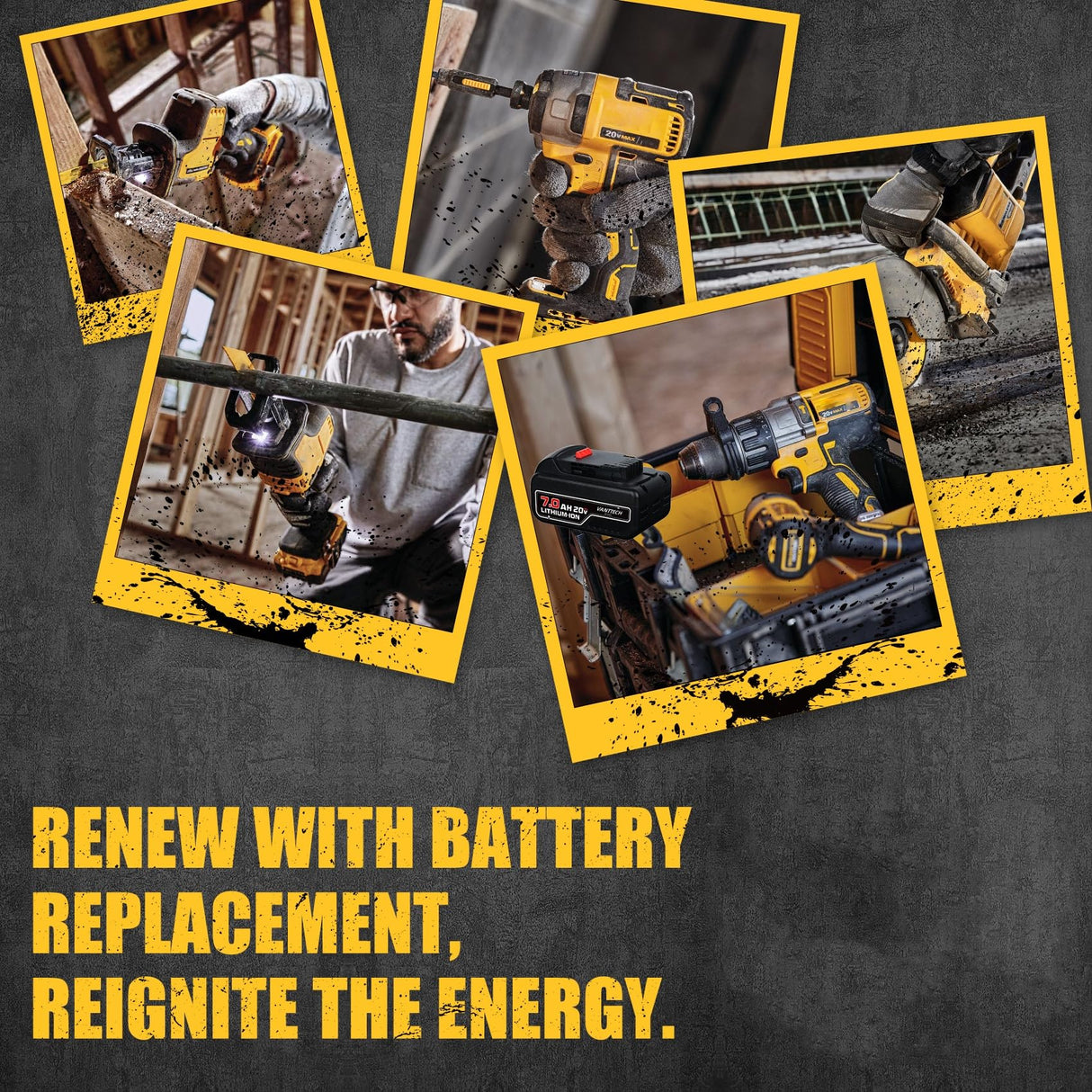 VANON 7.0Ah 20 Volt Replacement for Dewalt 20V Max Battery Lithium Ion Compatible with Dewalt Bateria DCB200 DCB204 DCB206 DCB201 DCB203 DCB181 DCB180 20V VANTTECH Battery 2 Pack. VANON