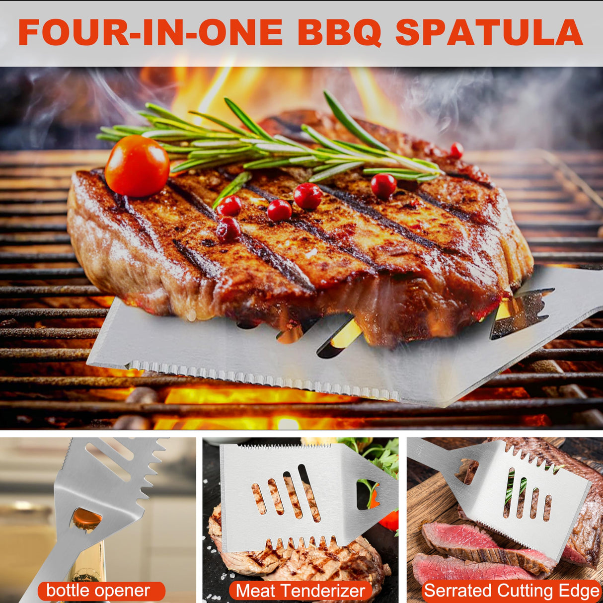 Grilljoy BBQ Accessories Grill Tools Set - 22PCS Stainless Steel Barbecue Grill Accessories for Outdoor Grill with Black Aluminum Case - Grilling Gifts for Men Dad -Grill Tools Kit grilljoy