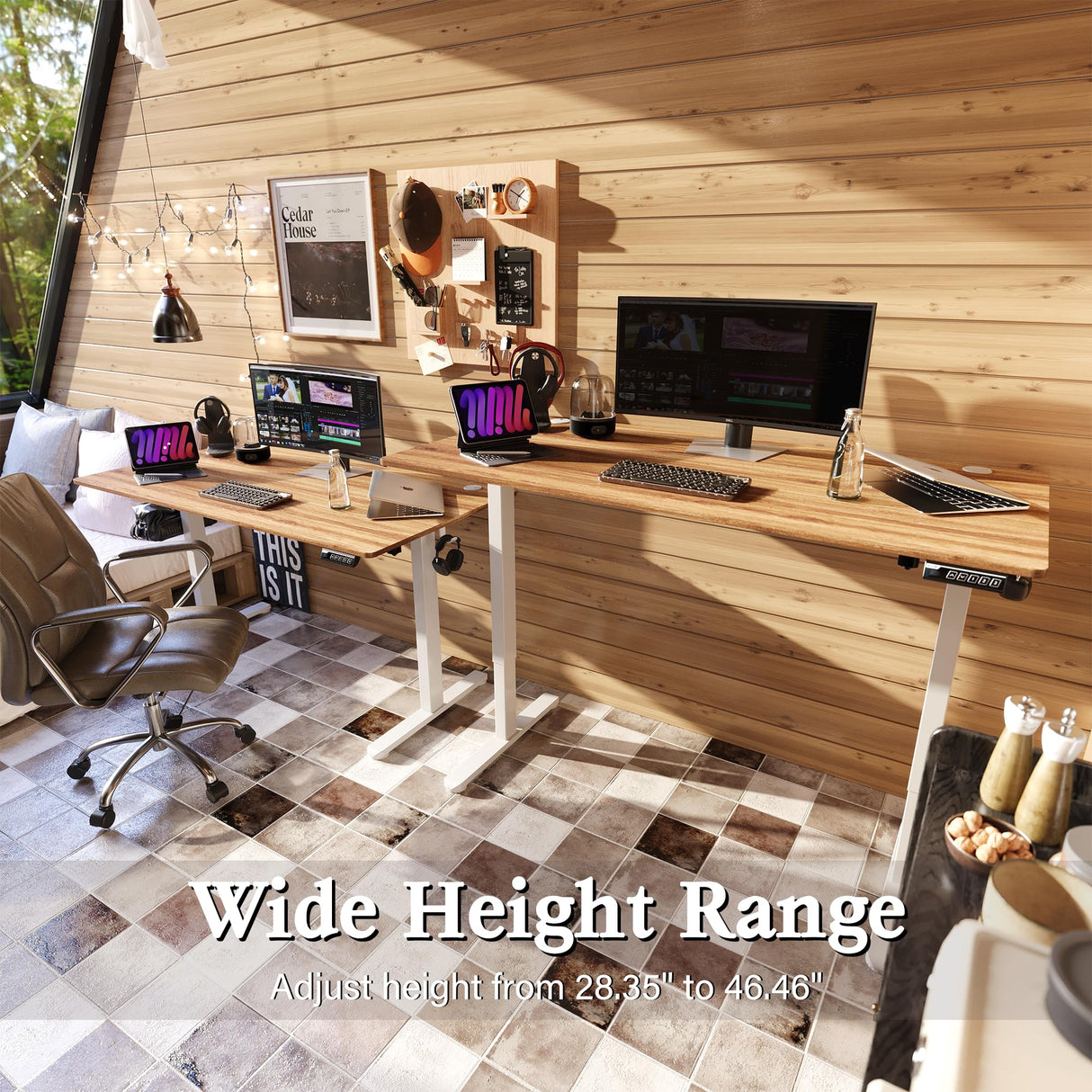 Monomi 55 Inch Electric Standing Desk, Height Adjustable Sit Stand Up, Work Home Office Computer PC Desks, Gaming Writing Study Bedroom Rising Table, Nature Monomi