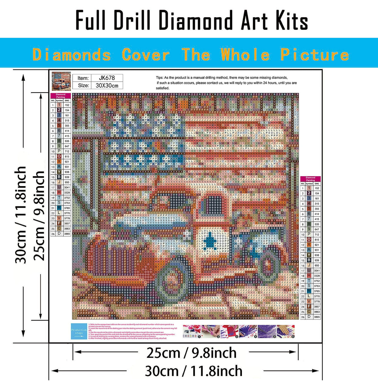 CHWGLFGG 5D Car Diamond Art Kits for Adults Beginners,DIY Full Round Drill Truck Diamond Painting Kits American Flag,Paint by Diamonds Dot Gem Art Crystal Easy,Home Wall Decor 11.8X11.8Inch CHWGLFGG