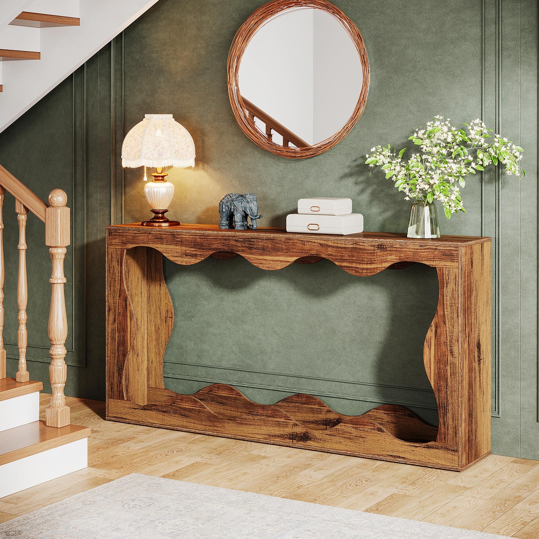 Rustic Console Sofa Table on sale Narrow Console Table with Shelf Wood Entry