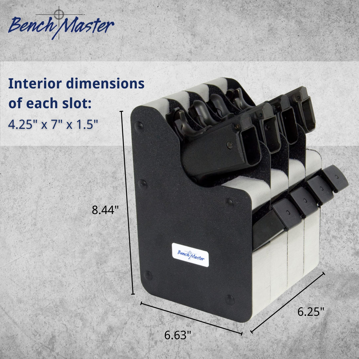 BenchMaster Vertical Pistol Rack, Handgun Safe Storage, Holds 2 to 12 Pistols, Secure Gun Holder Organizer, Kydex and High-Density Foam, No Metal, Lightweight, Sturdy, No Flex, Made in USA BenchMaster