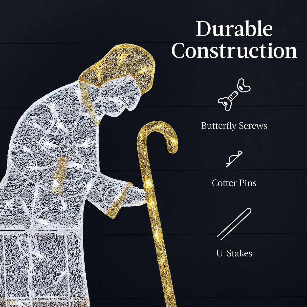 Best Choice Products 4.5ft Lighted 2D Outdoor Nativity Scene, Christmas Arch Holy Family Yard Decoration w/ 115 LED Lights, Stakes, Zip Ties Best Choice Products