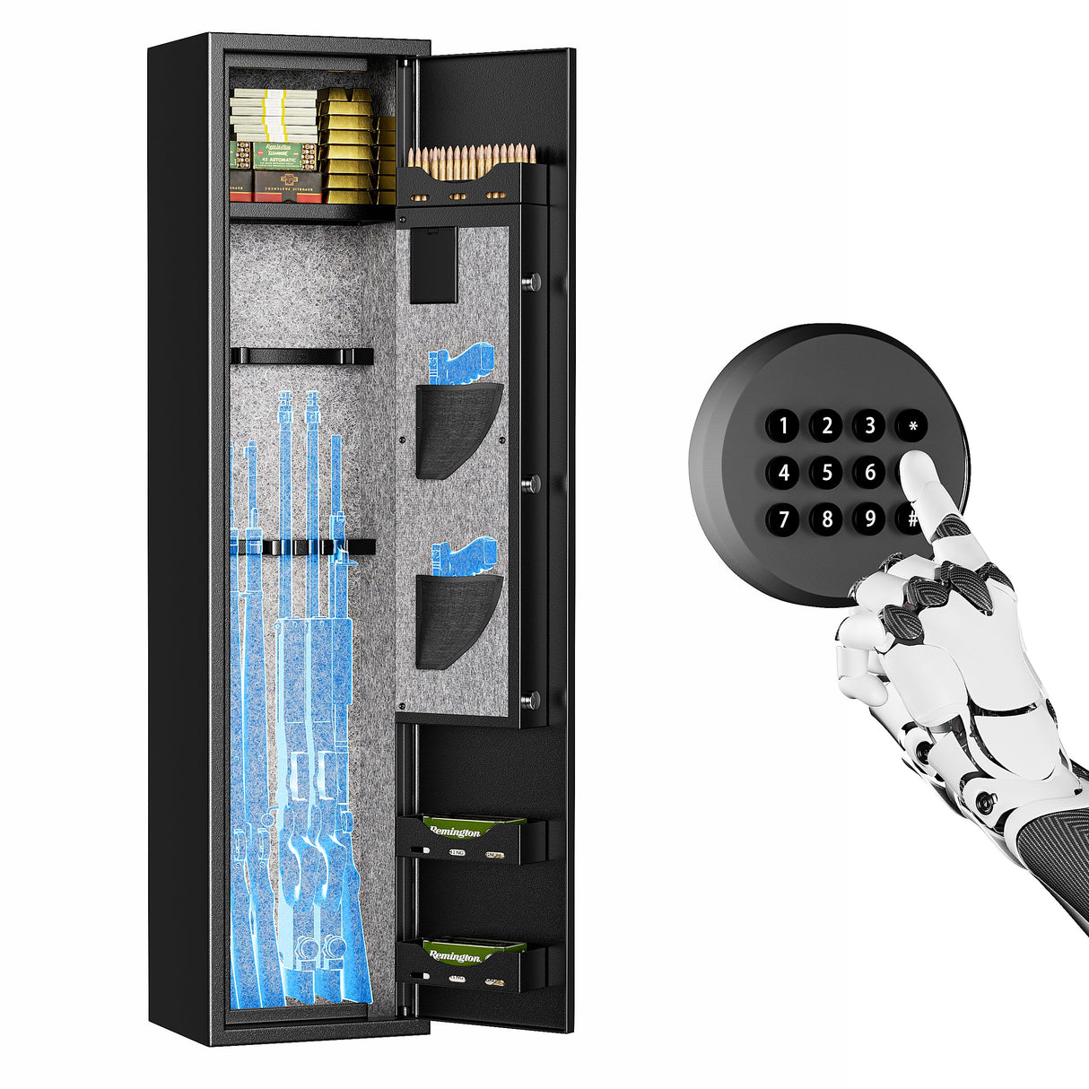 Superday 3-5 Rifle Gun Safe, Quick Access Large Gun Safe for Rifles and pistols with Keyboard Lock, Electronic Locking Gun Cabinet Rifle Safe with Gun Safes Pocket and Rifle Rack for Home Superday