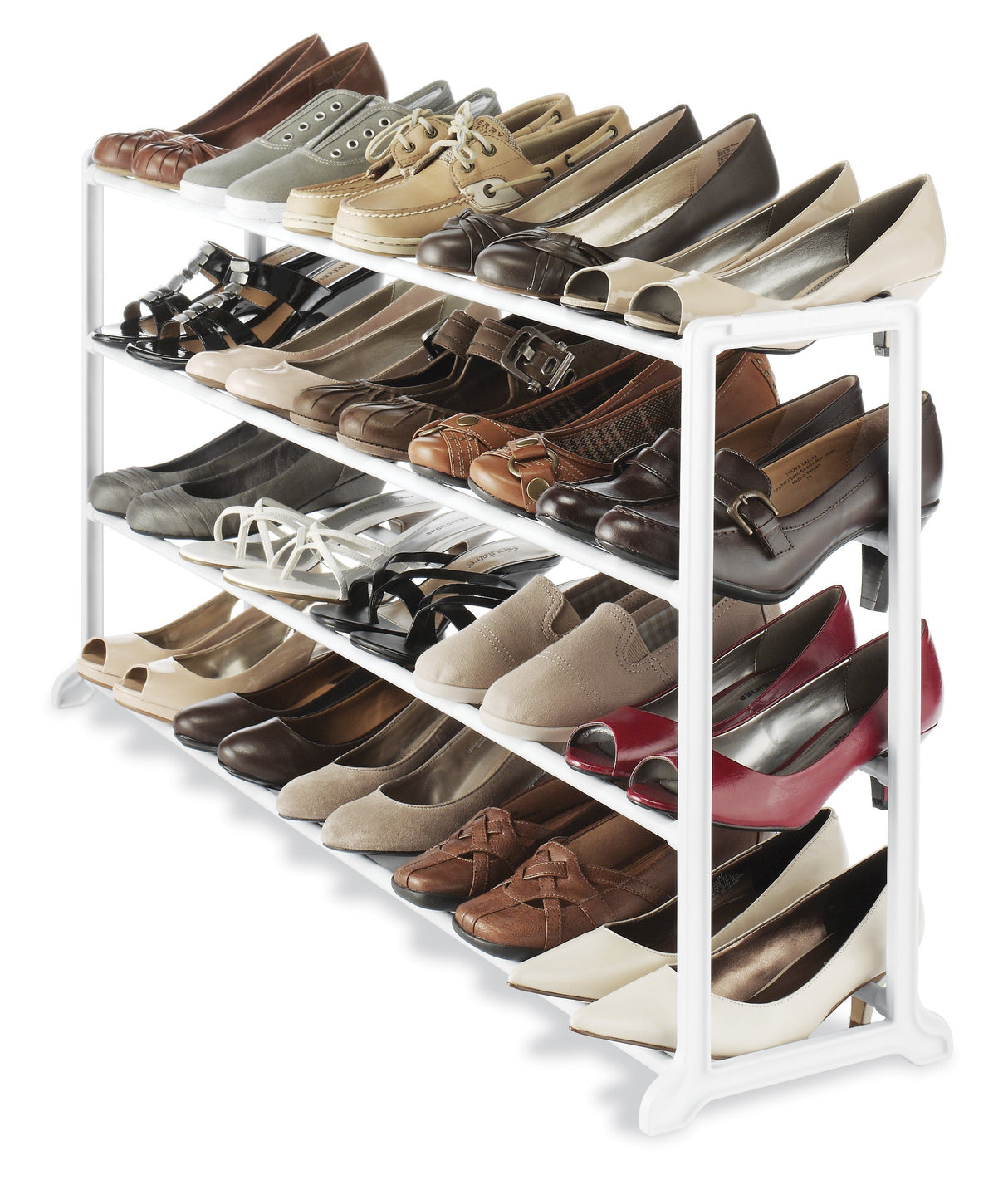 Whitmor 4 Tier 20 Pair Floor Shoe Rack - White Whitmor