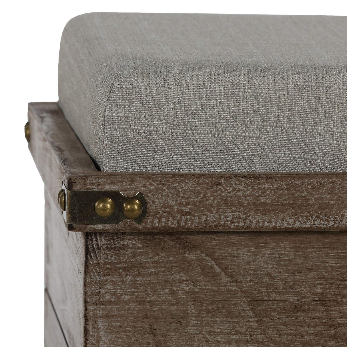 Cortesi Home Scusset Storage Chest Tray Ottoman in Fabric and Wood, Grey, 15.75"W x 15.75"L x 15.5"H Cortesi Home